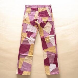 VTG Comme Des Garçons Homme Plus Multicolor Patchwork Frayed Pants Lrg Designer